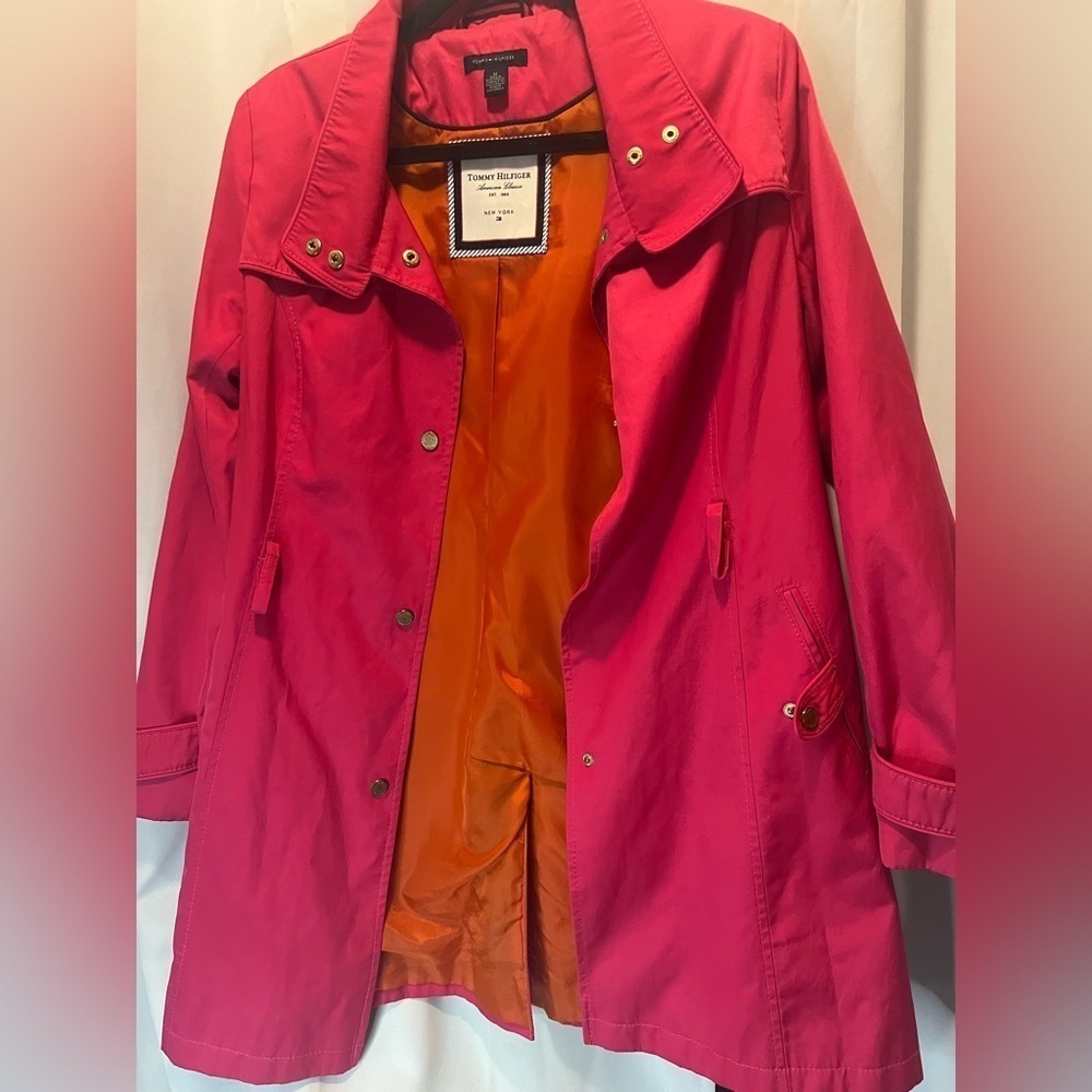 Tommy Hilfiger Trench Coat - Pink and Orange Size Medium - Picture 2 of 5